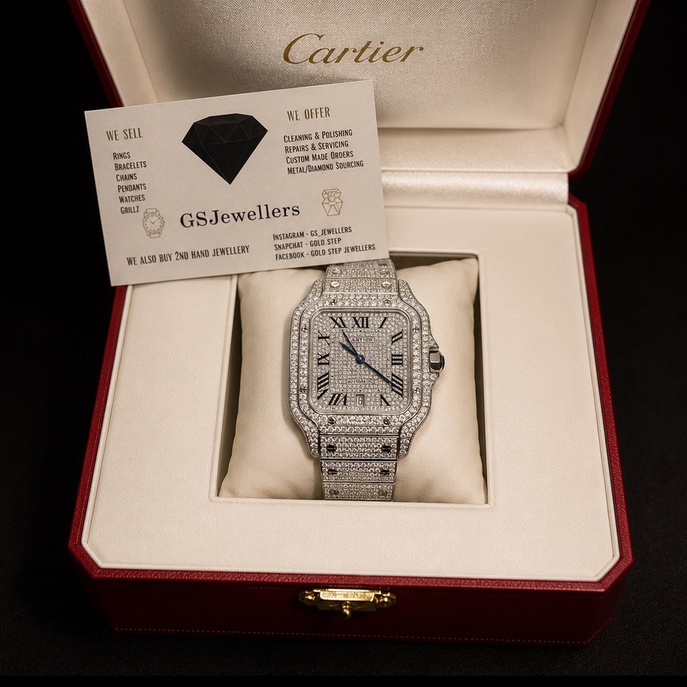 Pre-owned Cartier Santos, fully diamond-set