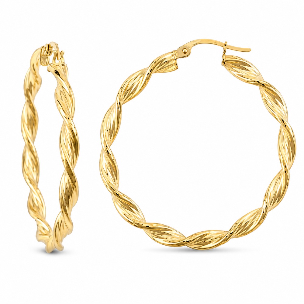 Twisted gold hoop earrings